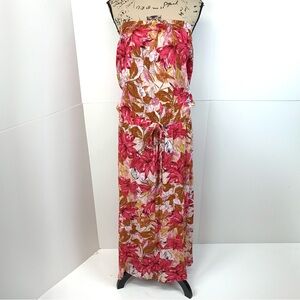 Lascana For Venus NWT Women Plus Size 1X Strapless Maxi Dress Tropical Floral
